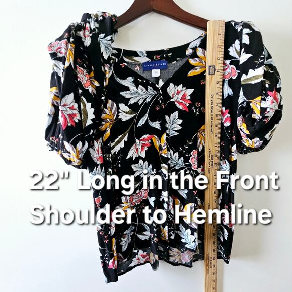 Simply Styled by Sears Size L Black Multi-Colored Long-Sleeved Leaf Floral Desig - Picture 6 of 16